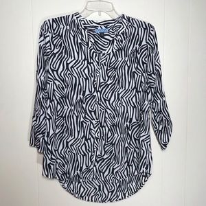 Cynthia Rowley Black & White Tribal Print Top, S